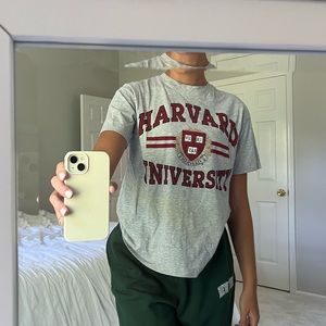 H&M Women’s Grey and Red Harvard T-Shirt Size XS